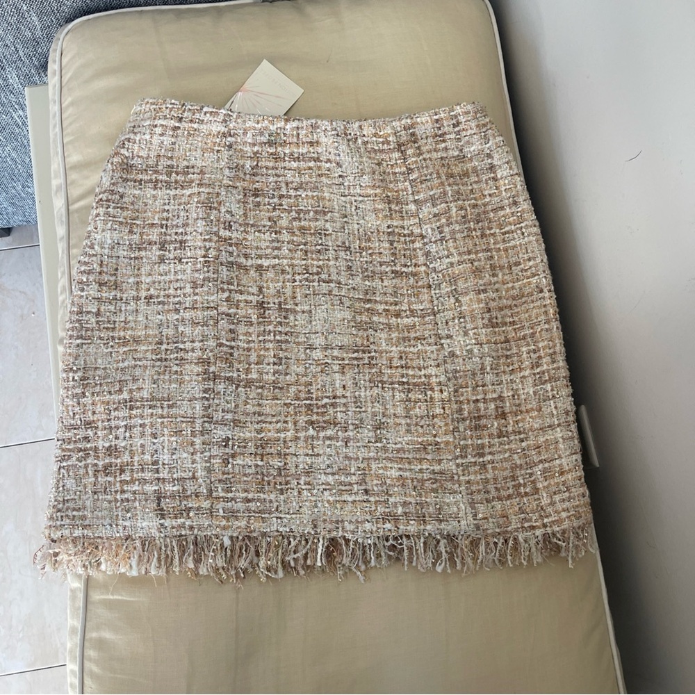 NWT Boston proper blush and Cream gold sequins Mini Pencil Skirt sz 10 - Picture 5 of 10